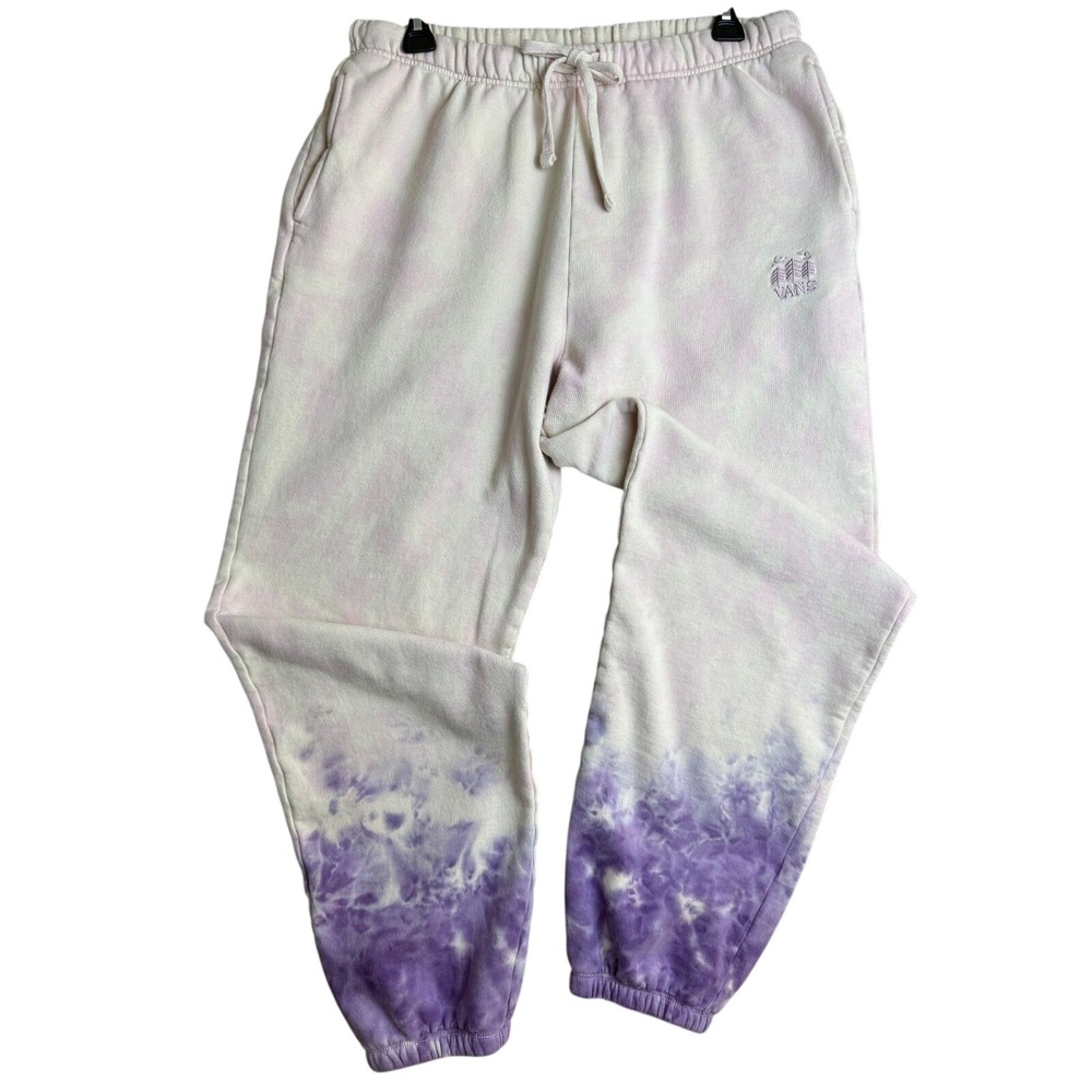 Vans Purple Tie Dye Fleece Jogger Sweatpants Women Large Embroidered